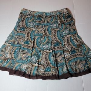 💚 Dress‎ Barn Paisley Knee Length Pleated And Lined Skirt Size 14 Made In USA
